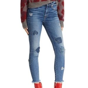 7 for all Mankind High-Rise Cropped Skinny Jeans w/ Heart Patches